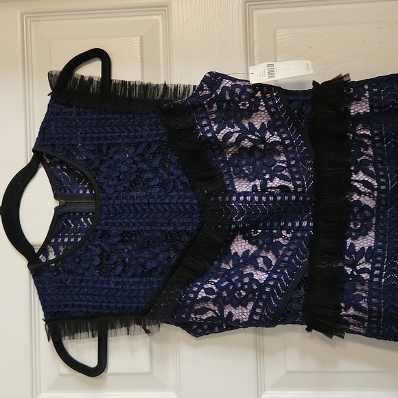 Anthropologie Navy Blue Dusk Lace Midi Dress NWT Sz 4 - Picture 2 of 5